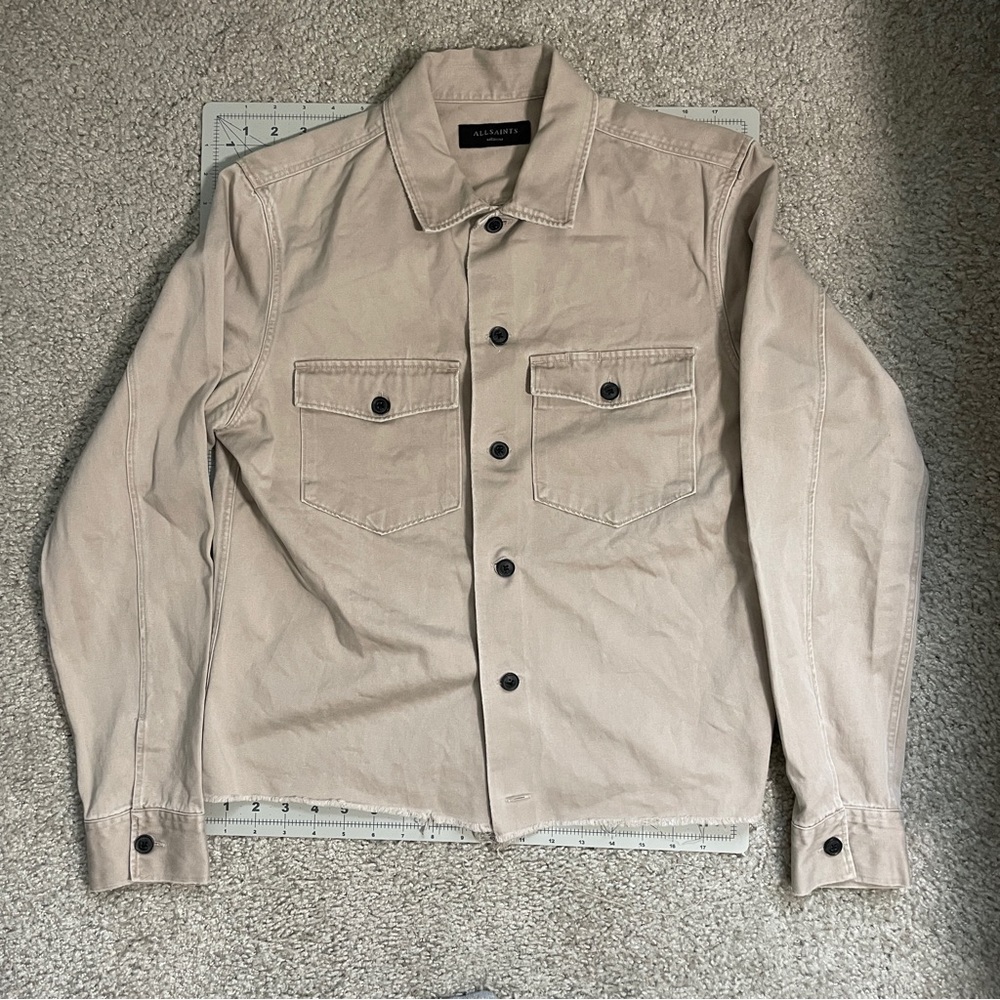 ALLSAINTS TAN CROPPED EISENHOWER JACKET
SIZE M